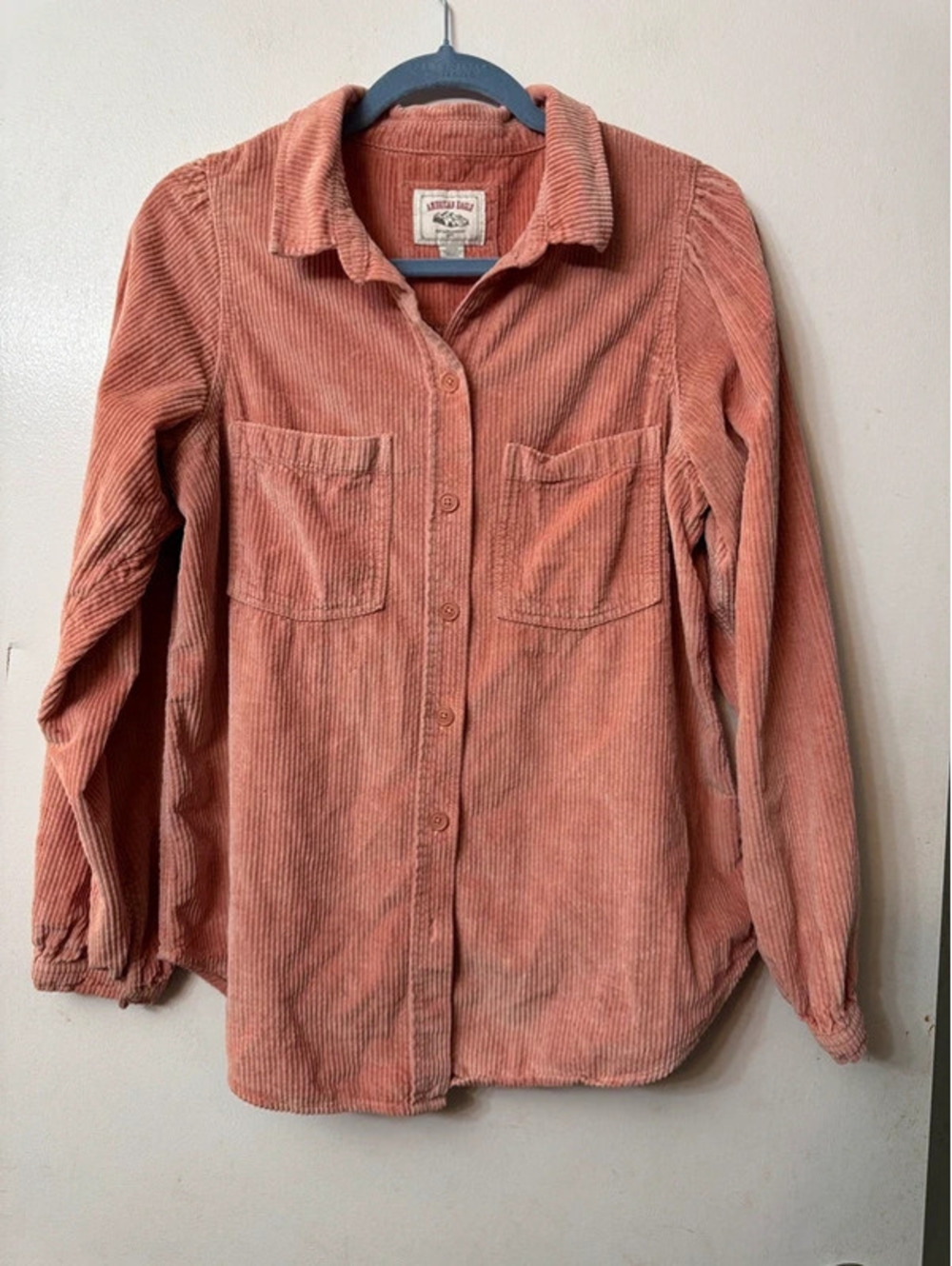 American Eagle Soft Corduroy Pink Button up Size S